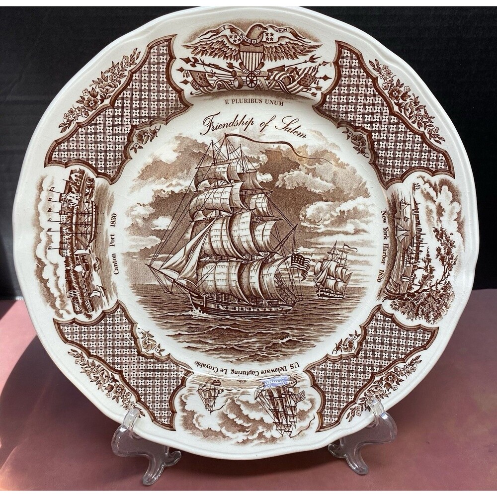 Vintage Alfred Meakin Fair Winds Friendship of Salem 10.5" Dinner Plate England